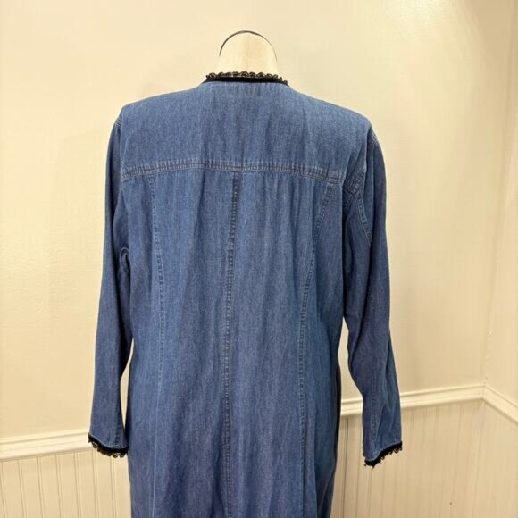 Elisabeth Size 18 Denim Dress Vintage Maxi Long Sleeve Western Prairie Modest - Picture 12 of 14